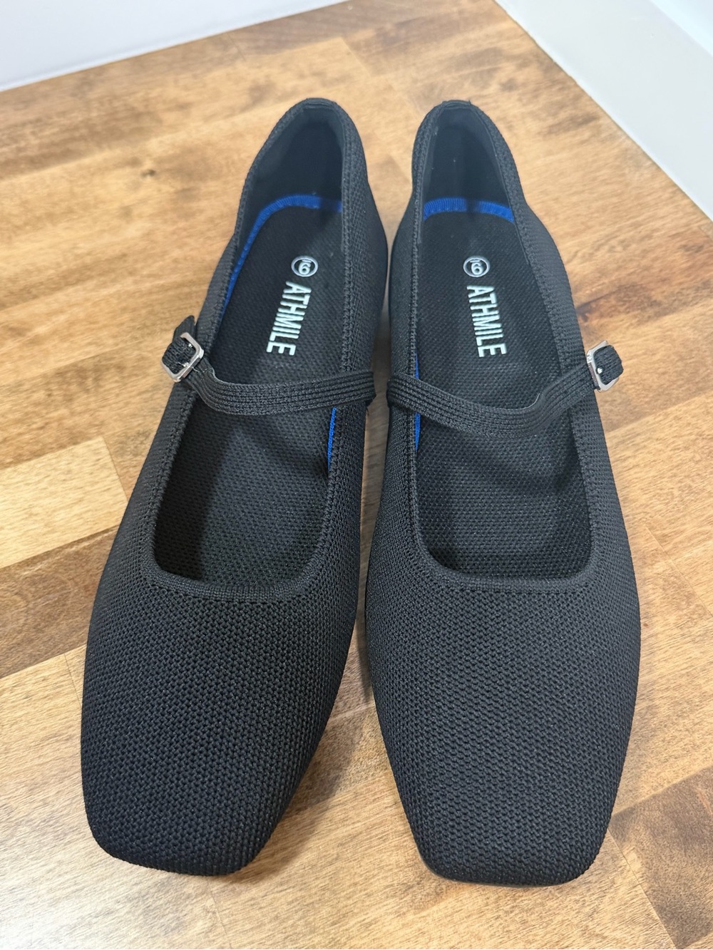 Black Mary Jane style Knit Flats